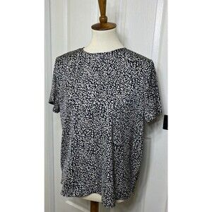 Banana Republic Women's Blouse Short Sleeve Black White Tan Size Medium